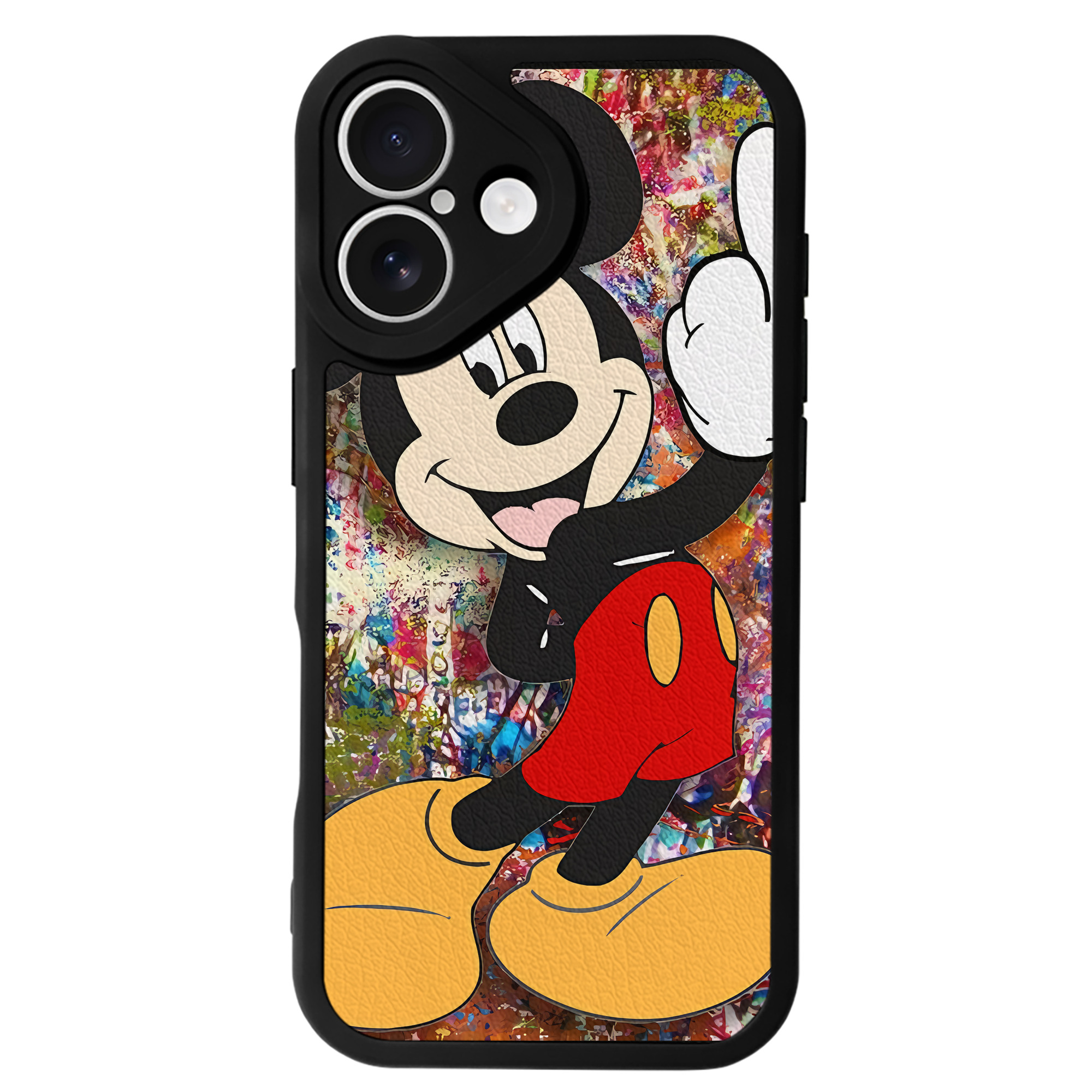 （画像用） ミッキーマウス Mickey Mouse 【iPhone 16シリーズ対応】シリコンスマホケース（レザー調） 材質：シリコン